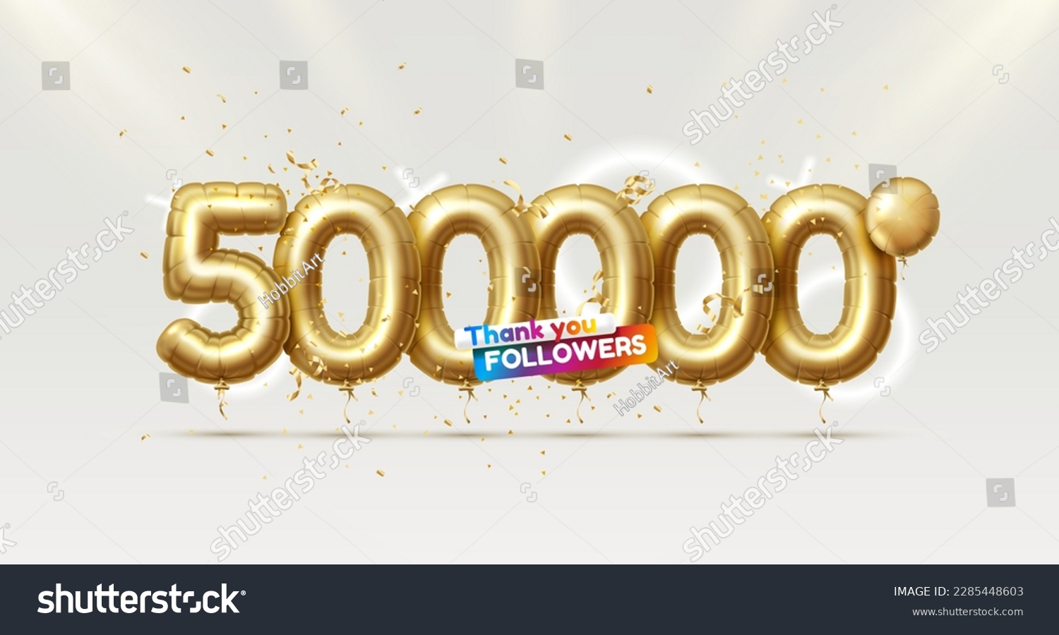 Thank you followers peoples, 500000 online social group, happy banner celebrate, Vector illustration #2285448603