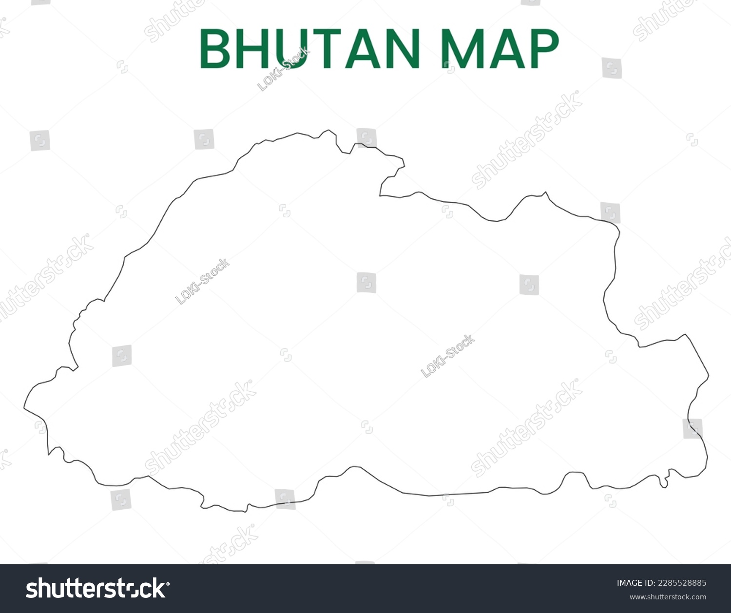 High Detailed Map Of Bhutan Outline Map Of Royalty Free Stock Vector   Avopix 2285528885 