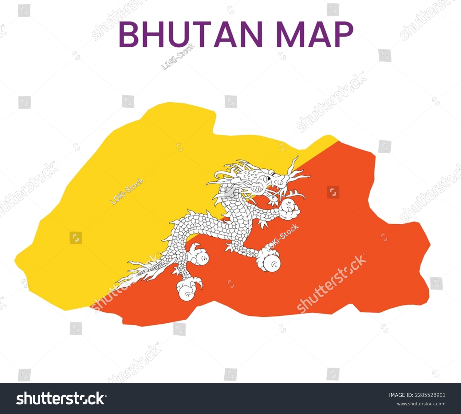 High Detailed Map Of Bhutan Outline Map Of Royalty Free Stock Vector   Avopix 2285528901 