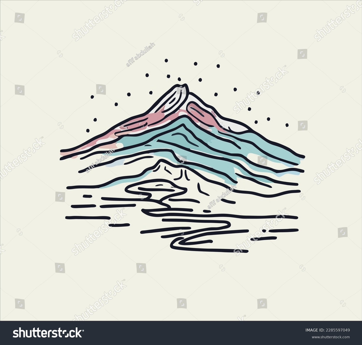 Mountain Vector Illustration, Hand Drawn. - Royalty Free Stock Vector ...