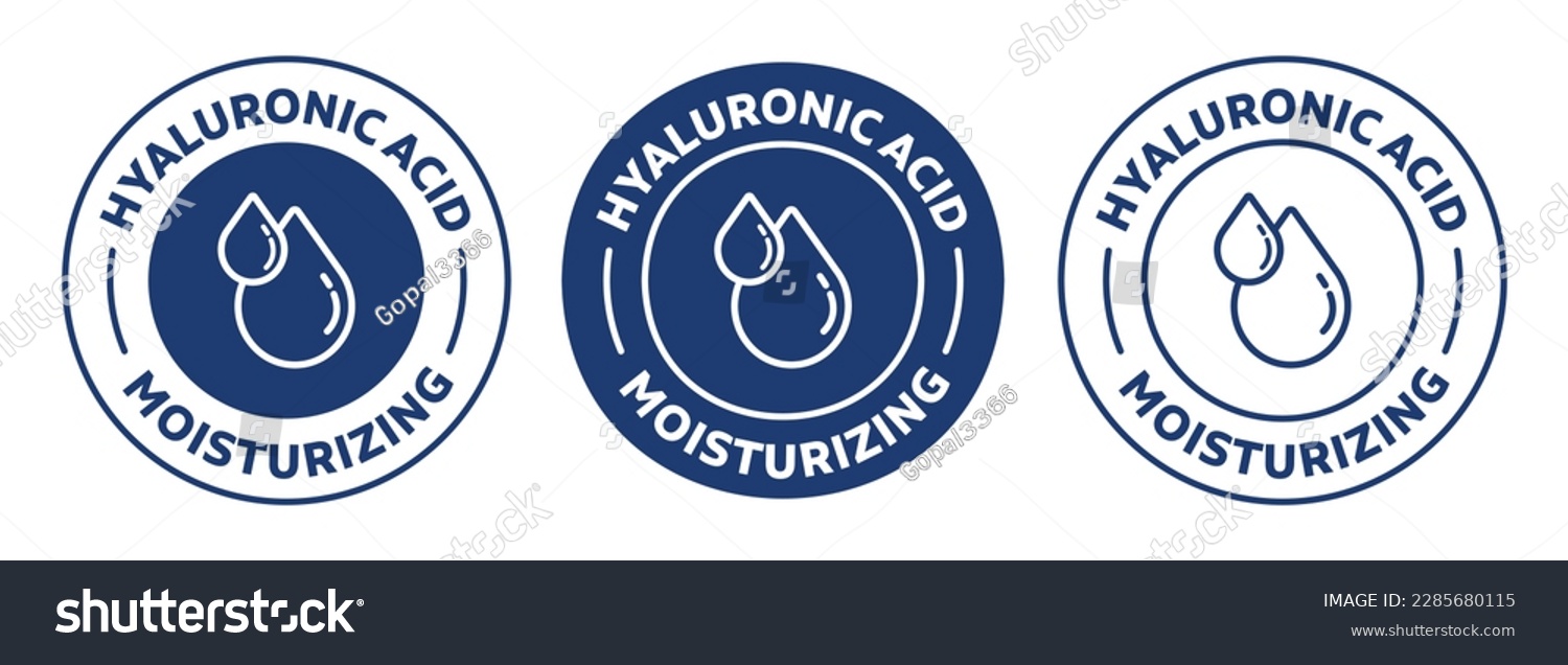 Hyaluronic acid icon. Moisturizing sign. badge, seal, sticker, logo, and symbol Variants. Isolated vector illustration #2285680115