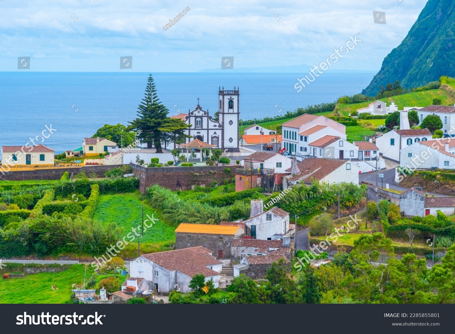 Aerial view of Nordeste town at Sao Miguel island, Azores Portugal. #2285855801