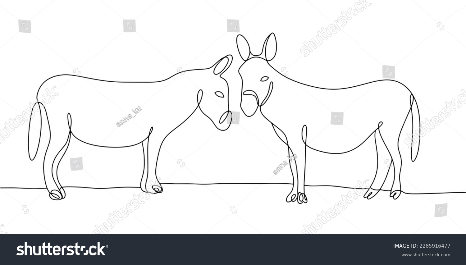 Two donkeys stand opposite each other. Female - Royalty Free Stock ...