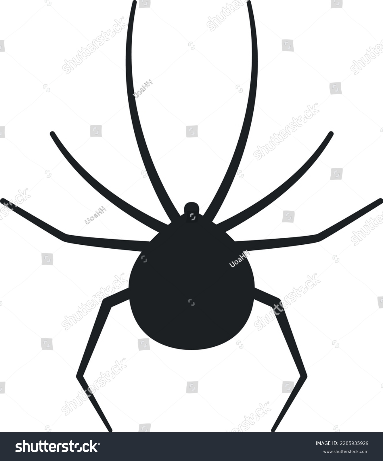 Simple Flat Vector Scary Spider - Royalty Free Stock Vector 2285935929 