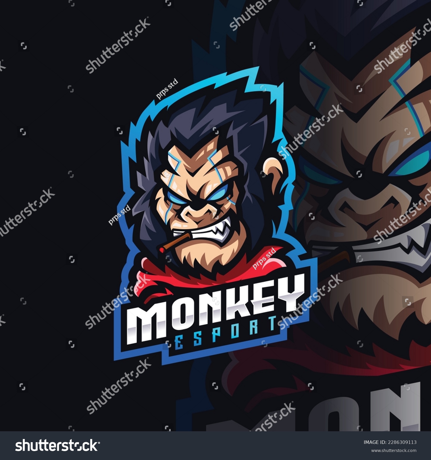 Monkey Mascot Esport Logo Design For Gaming Club - Royalty Free Stock ...