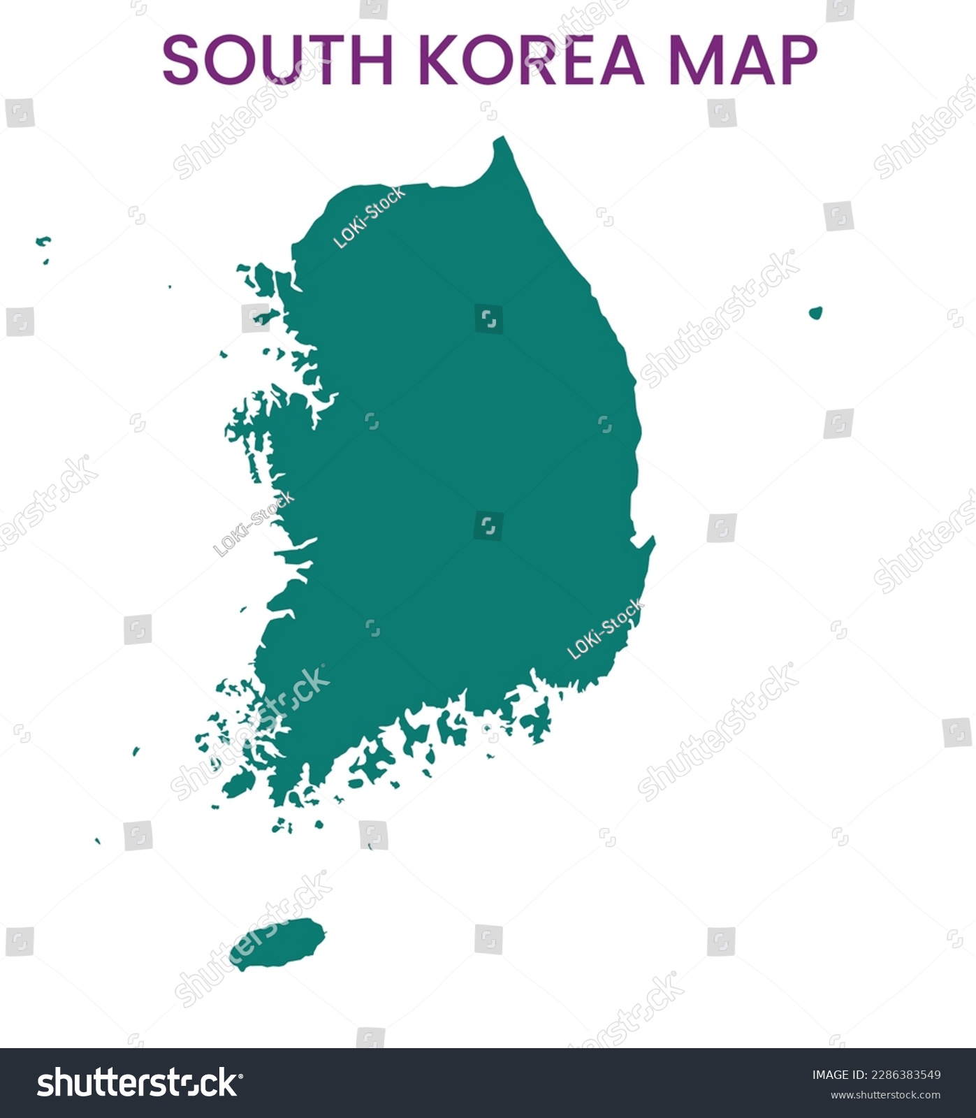 High detailed map of South Korea. Outline map of - Royalty Free Stock ...