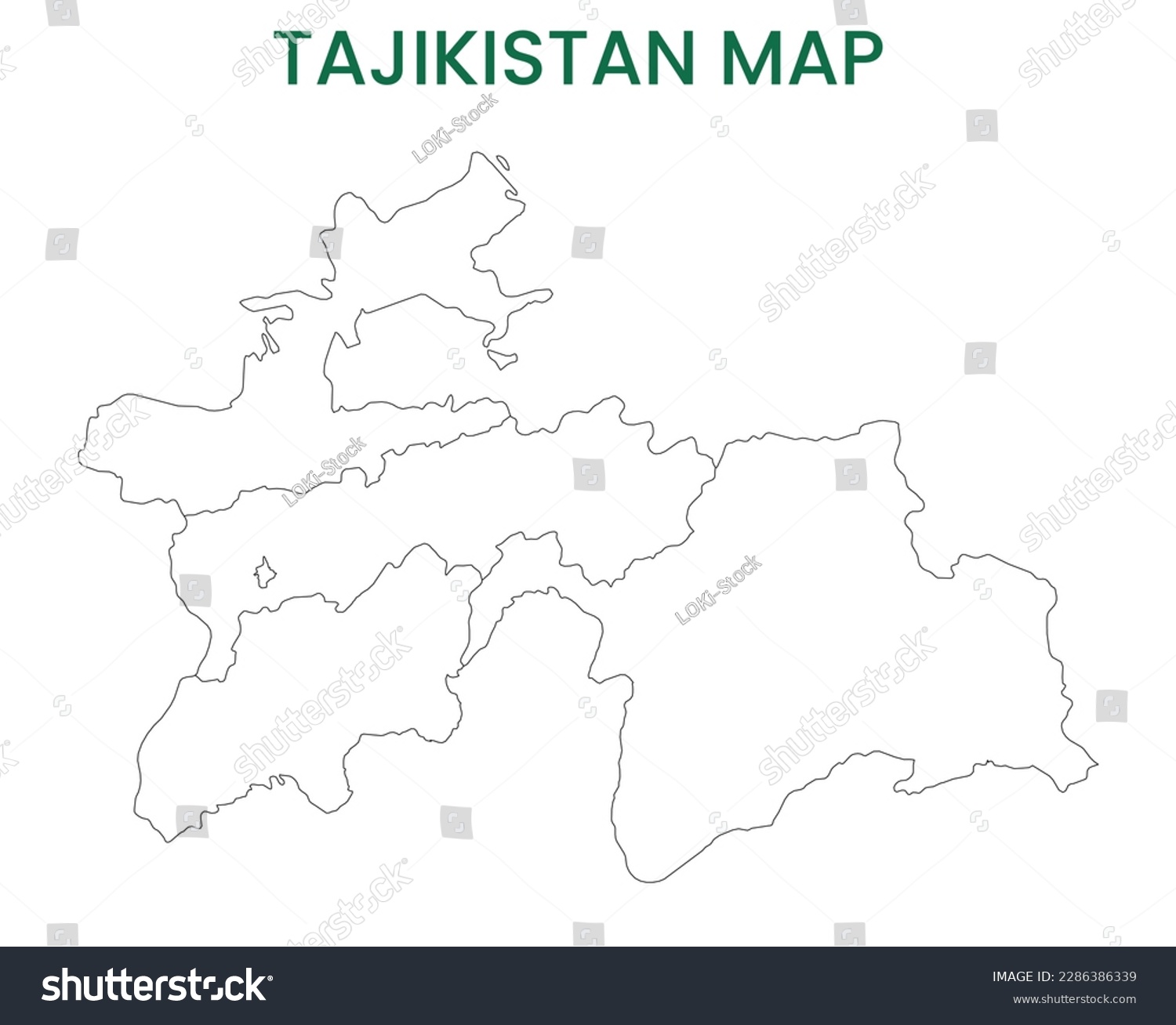 High Detailed Map Of Tajikistan Outline Map Of Royalty Free Stock Vector 2286386339 4803