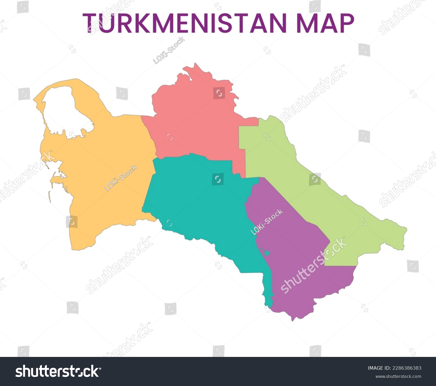 High Detailed Map Of Turkmenistan Outline Map Royalty Free Stock Vector 2286386383 