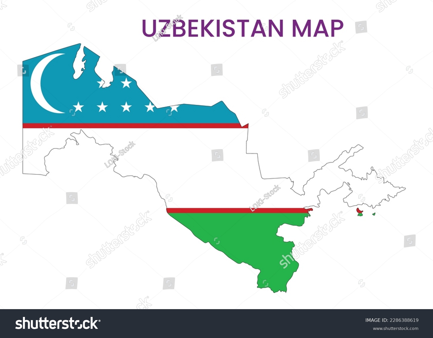 High detailed map of Uzbekistan. Outline map of - Royalty Free Stock ...