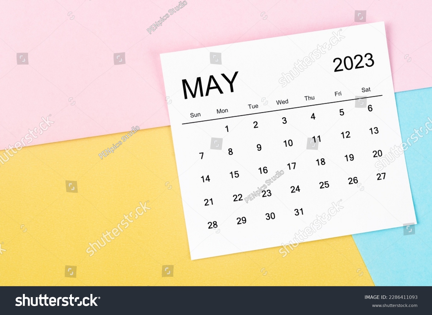 May 2023 Monthly calendar on beautiful background. #2286411093