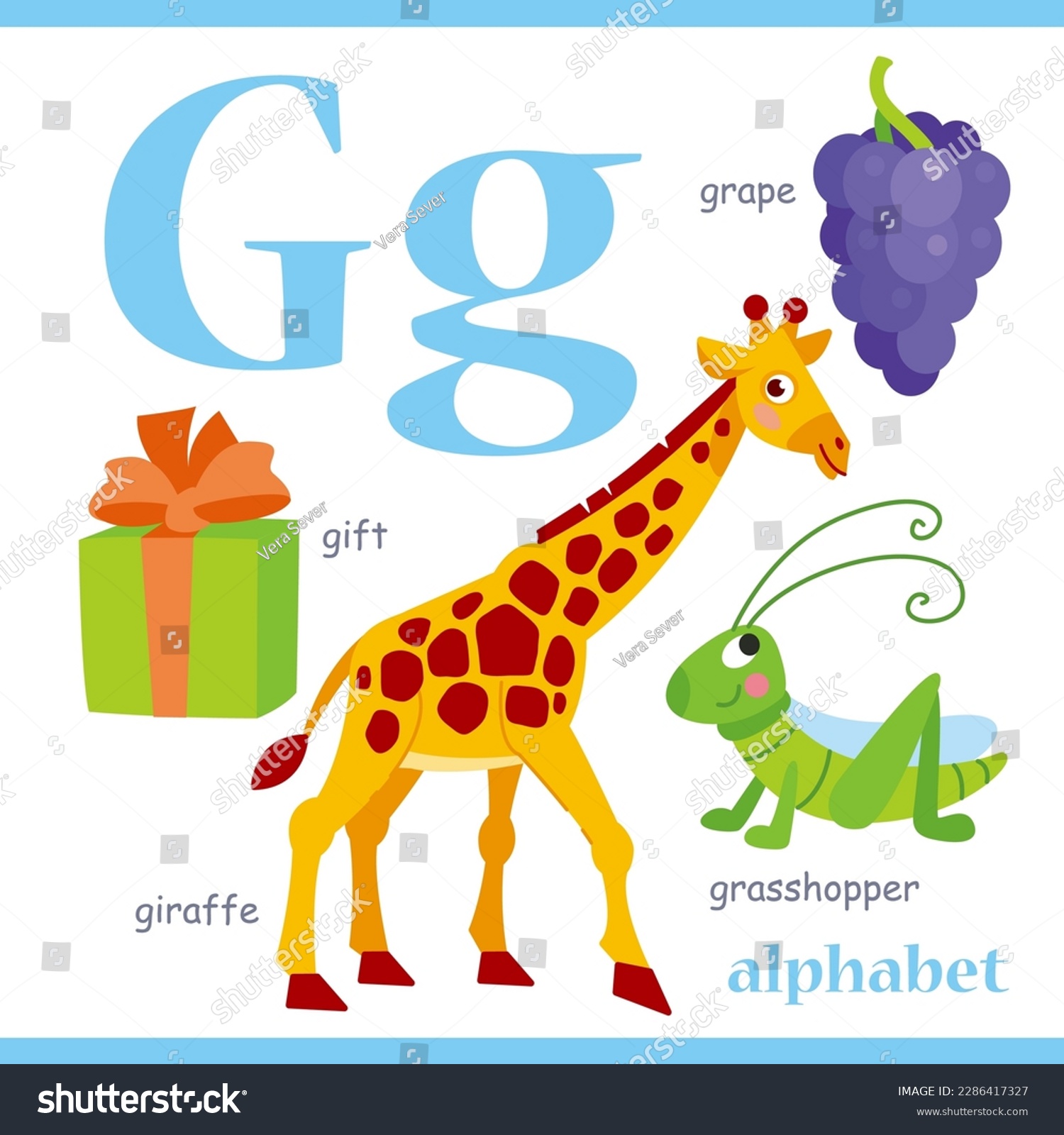 Alphabet letter G with cartoon vocabulary - Royalty Free Stock Vector ...