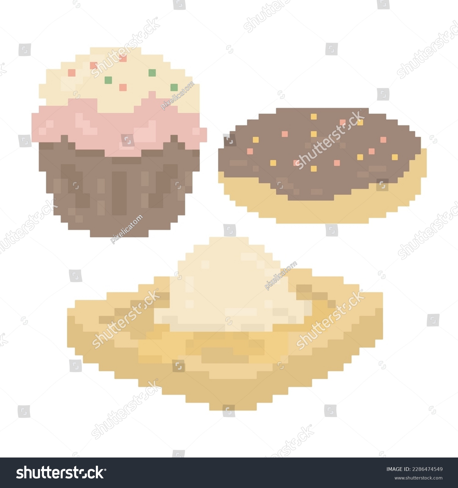 Cute Cafe Bakery Doodle in Pixel Art - Royalty Free Stock Vector ...