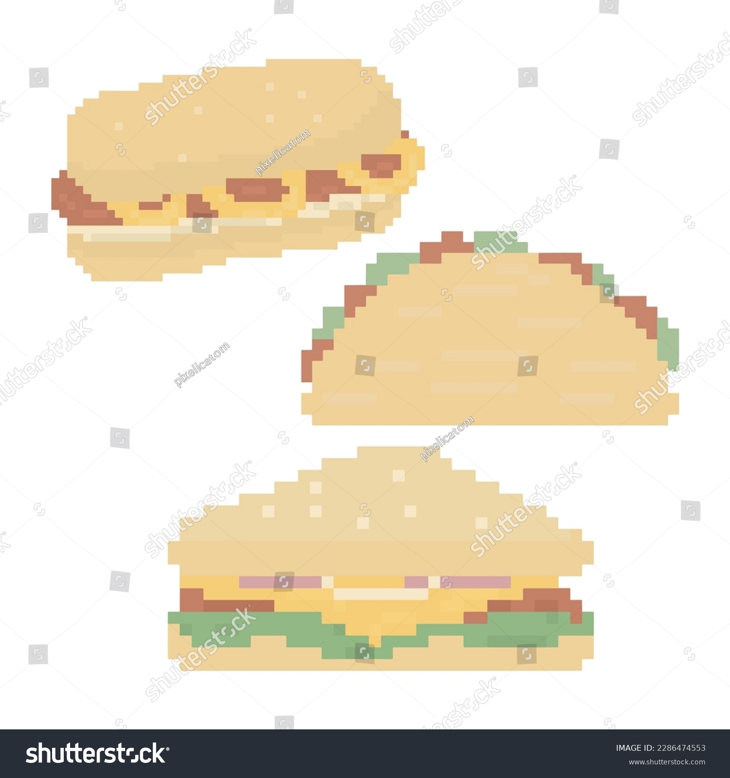 Cute Cafe Bakery Doodle in Pixel Art - Royalty Free Stock Vector ...