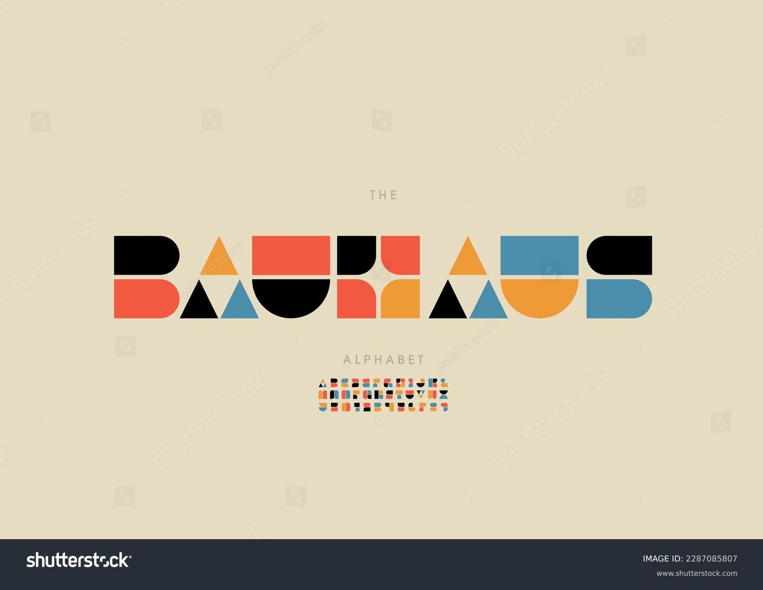 Vector of stylized bauhaus font and alphabet #2287085807