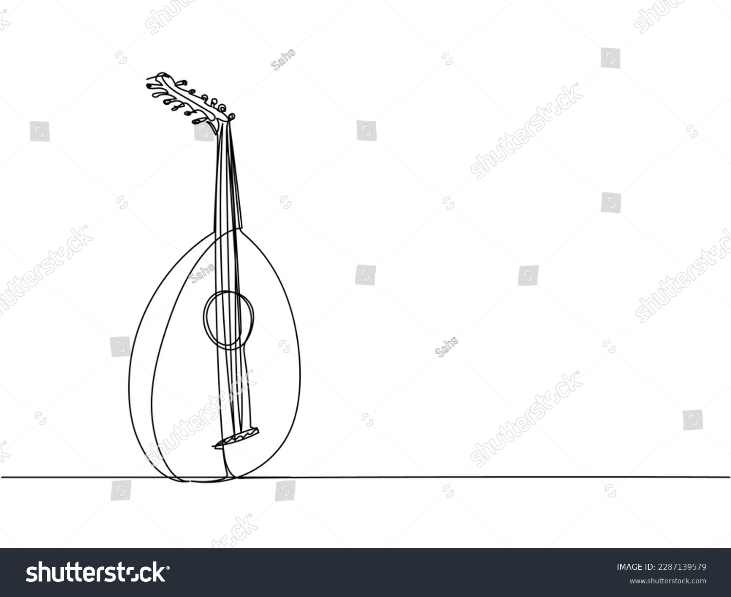 Lute one line art. Continuous line drawing of - Royalty Free Stock ...