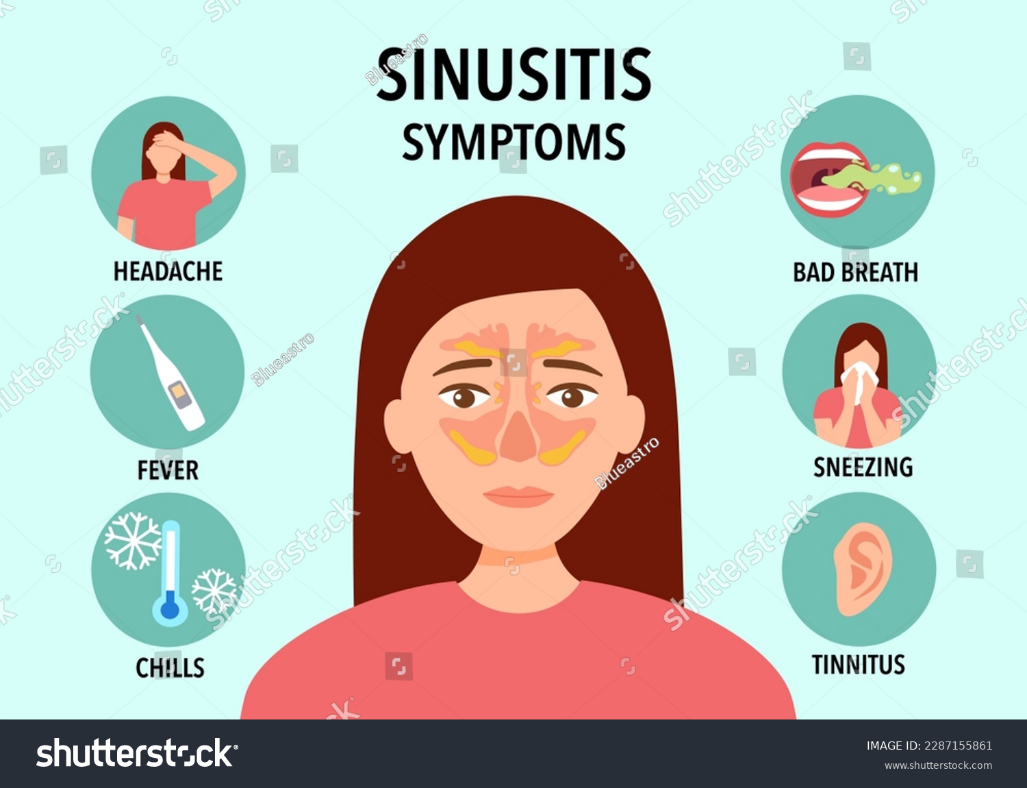 Sinusitis Symptoms Infographic Concept Vector Royalty Free Stock