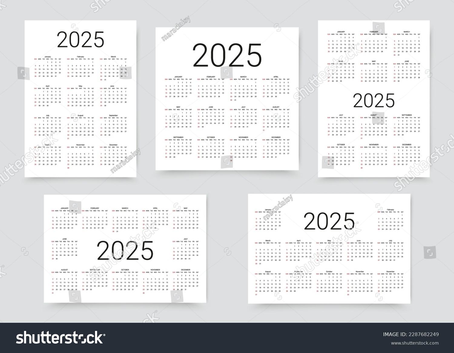 2025 calendar. Calender layout. Desk planner Royalty Free Stock