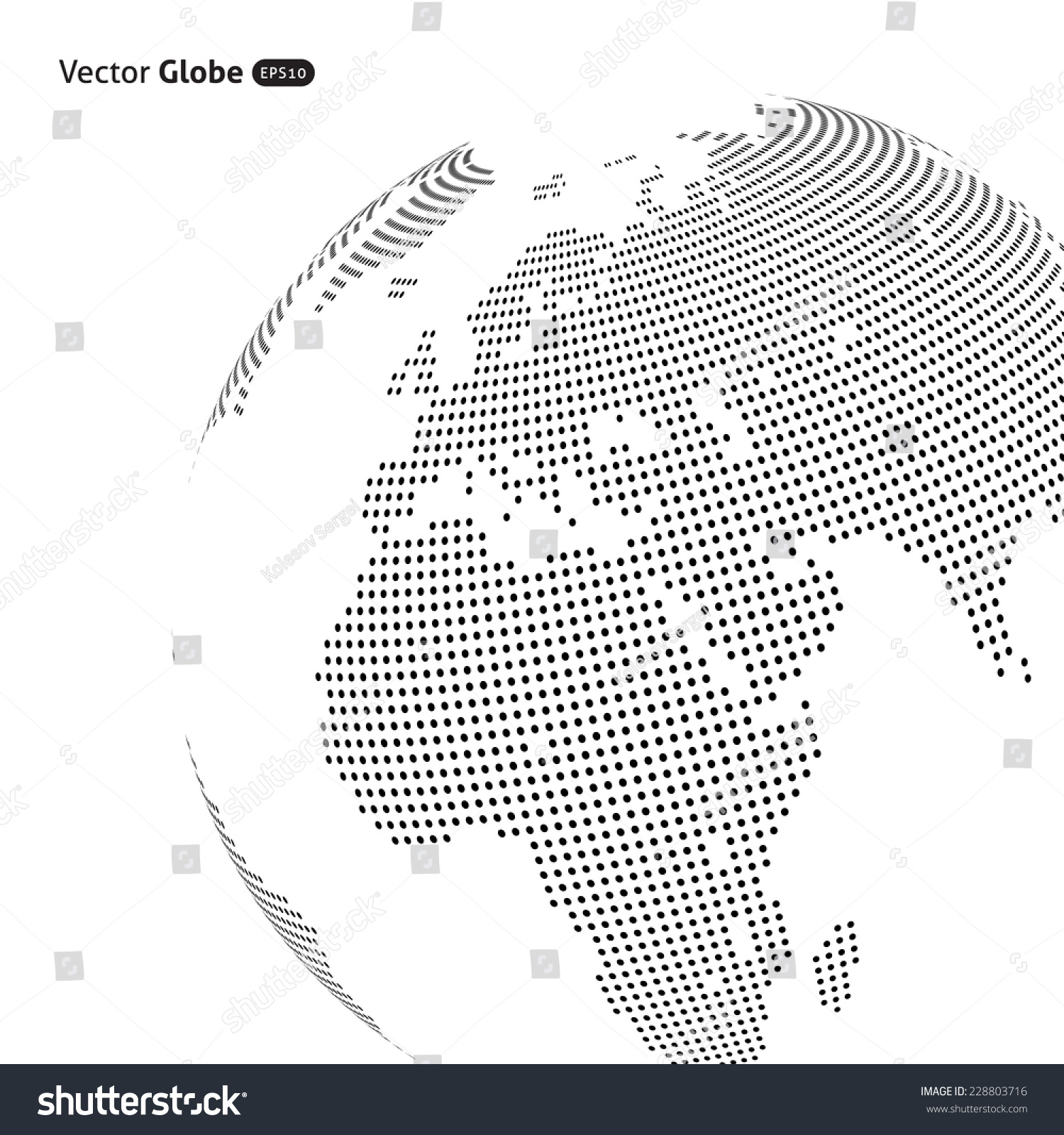 Vector abstract dotted globe, Central heating view on Europe and Africa #228803716