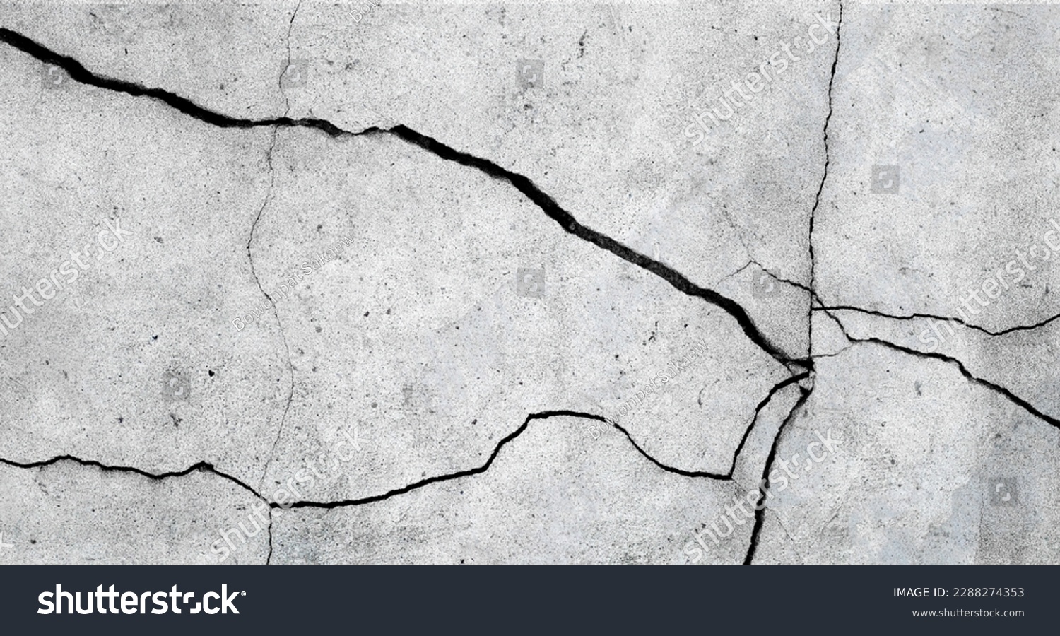 Cracked cement floor texture for background. #2288274353