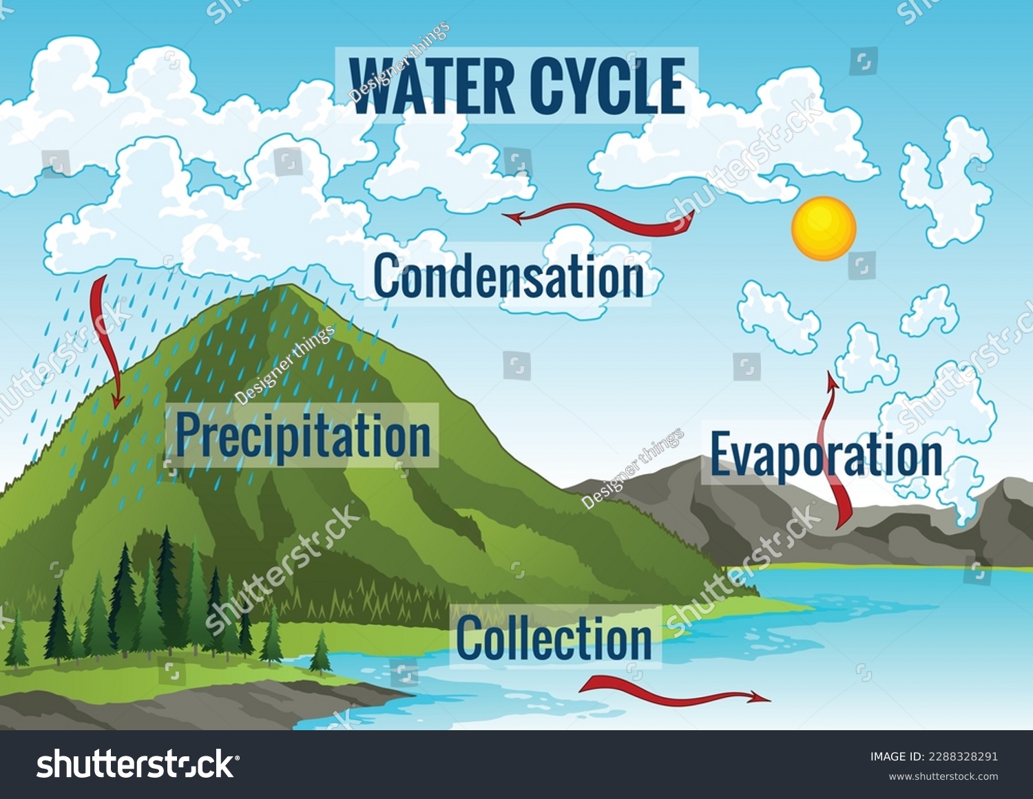 Water cycle diagram. Earth hydrologic process. - Royalty Free Stock ...