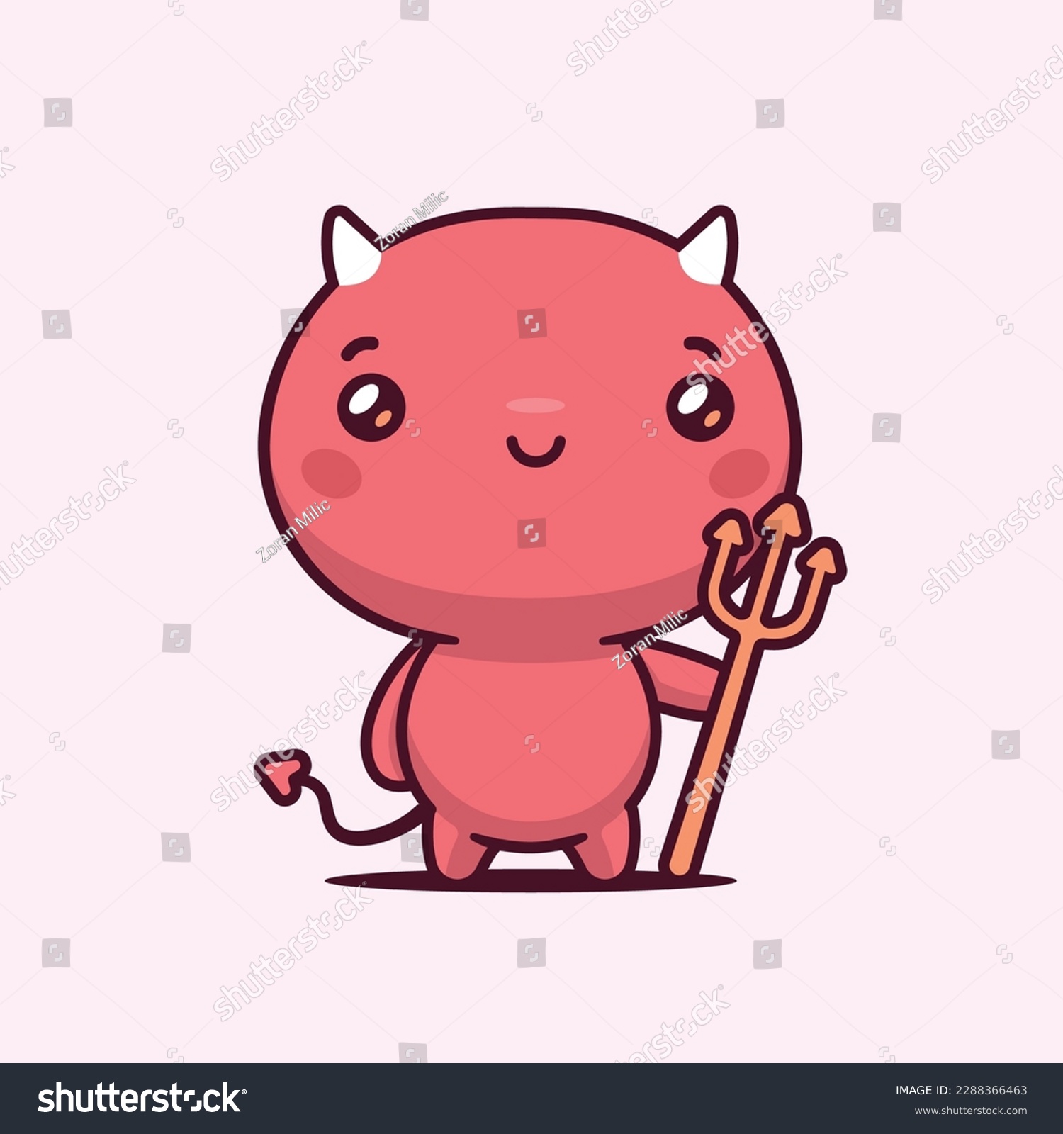 Kawaii Devil Cute Demon Character Vector Royalty Free Stock Vector 2288366463