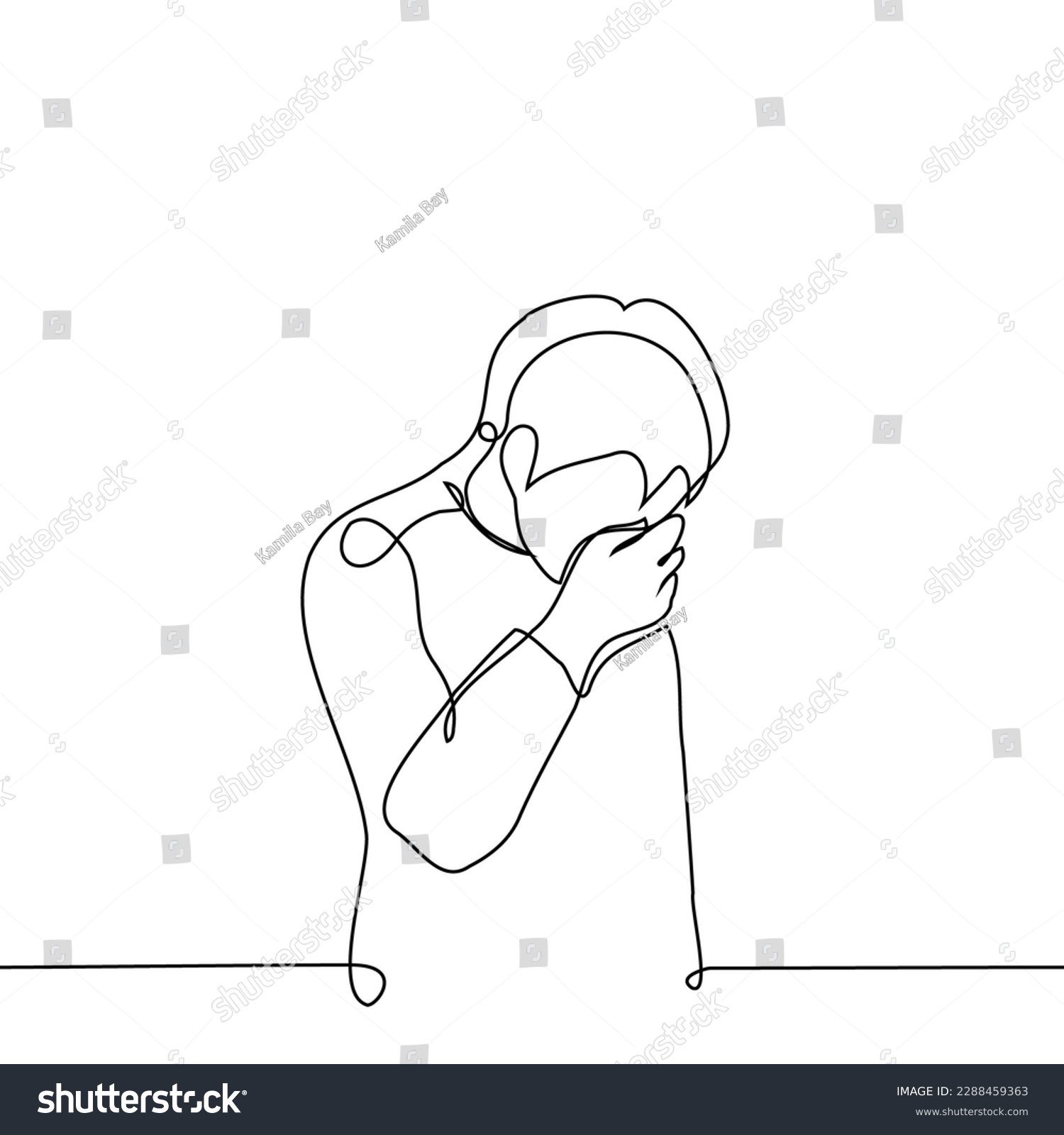 man tilted his head and covered his face with - Royalty Free Stock ...