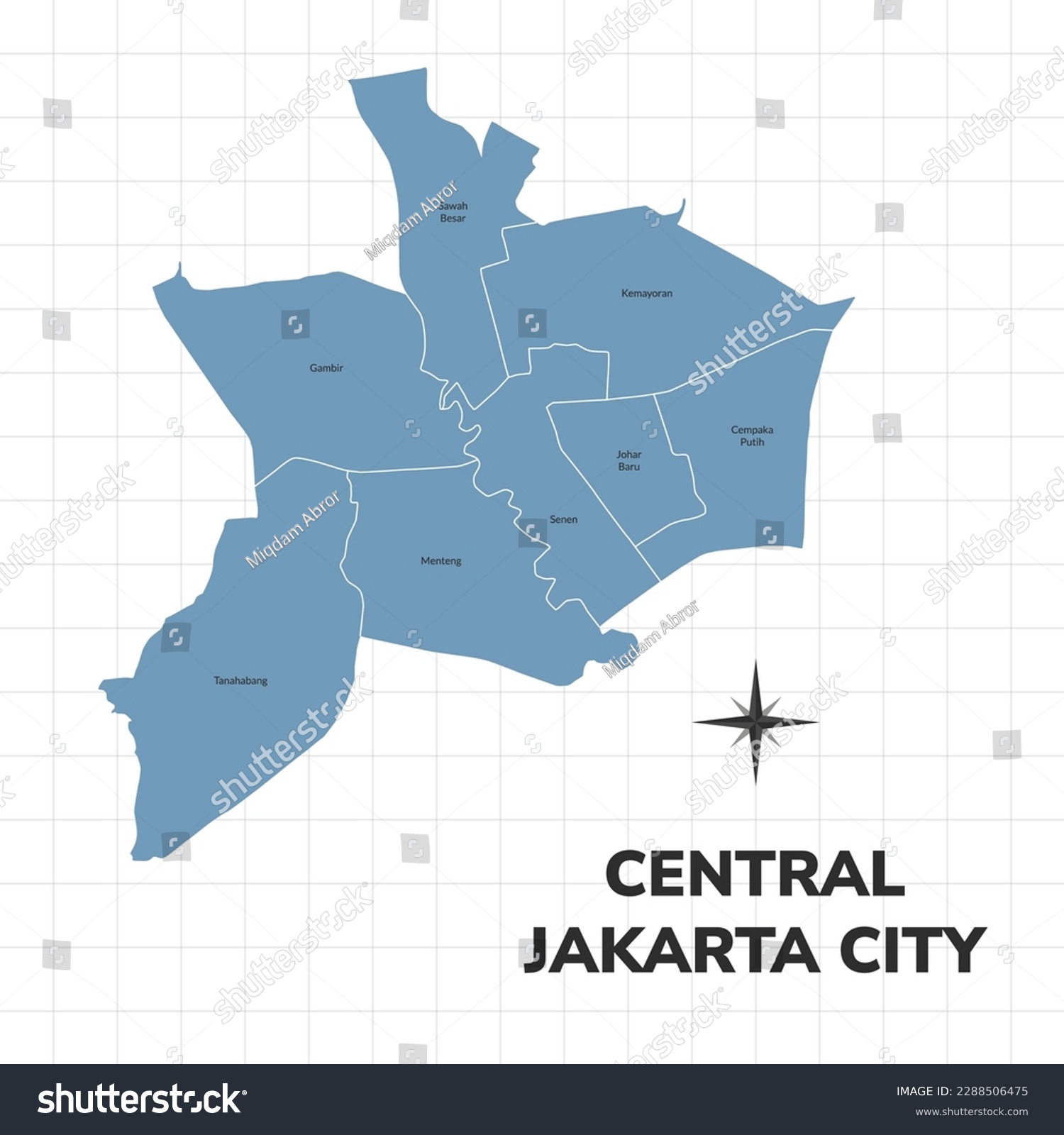 Central Jakarta city map illustration. Map of - Royalty Free Stock ...