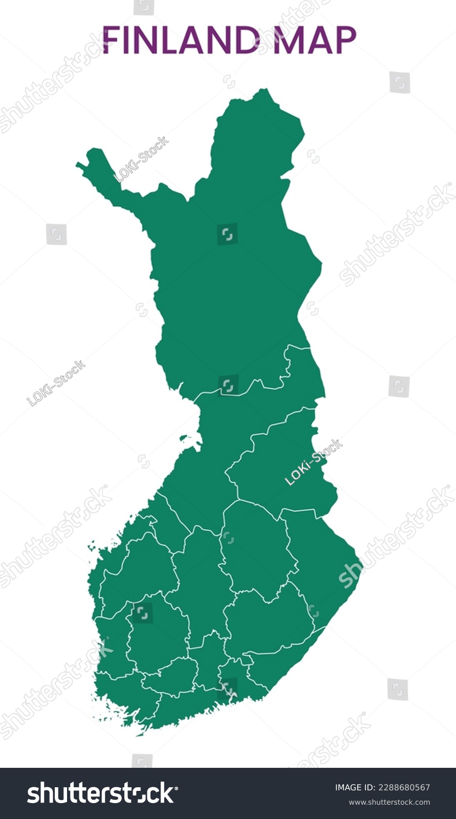 High detailed map of Finland. Outline map of - Royalty Free Stock Vector 2288680567 - Avopix.com