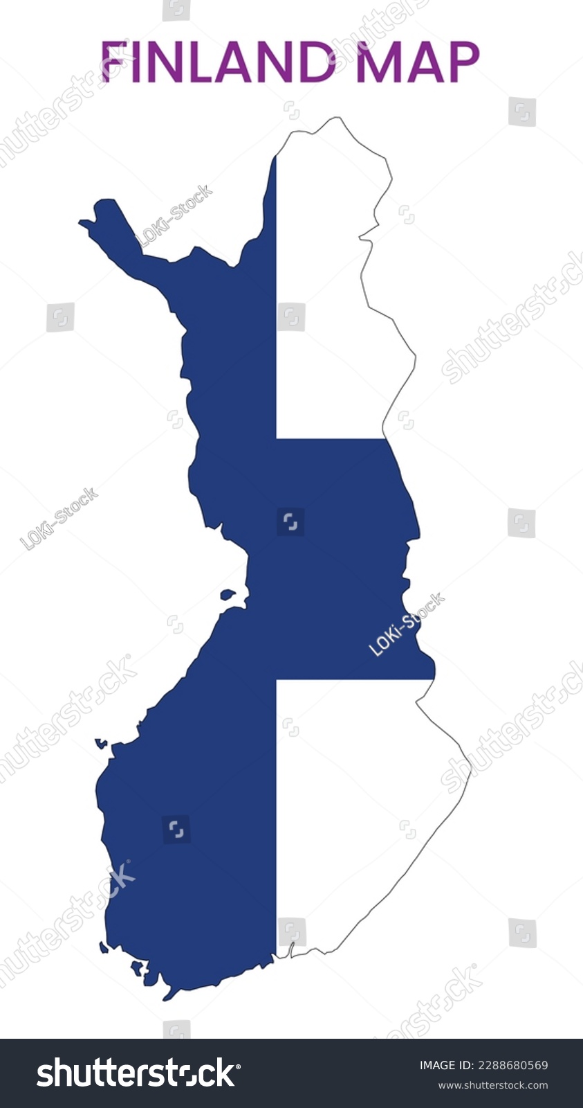 High detailed map of Finland. Outline map of - Royalty Free Stock Vector 2288680569 - Avopix.com