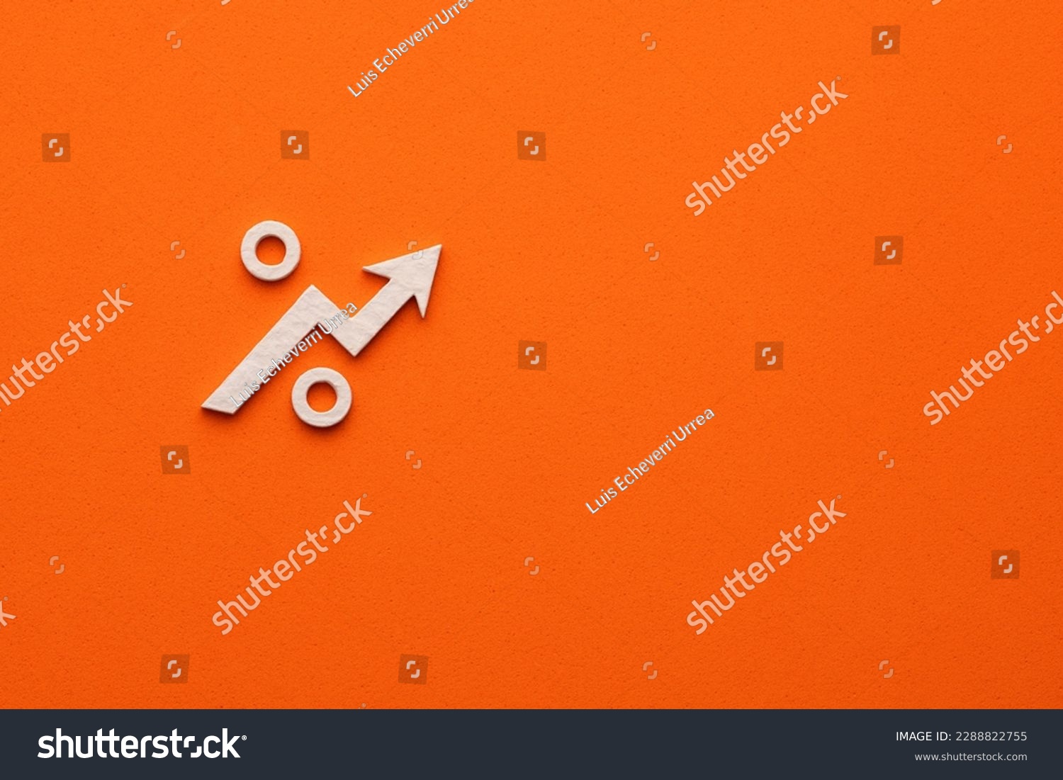white statistics arrow up on orange color background - flat symbol for web site design or logo #2288822755