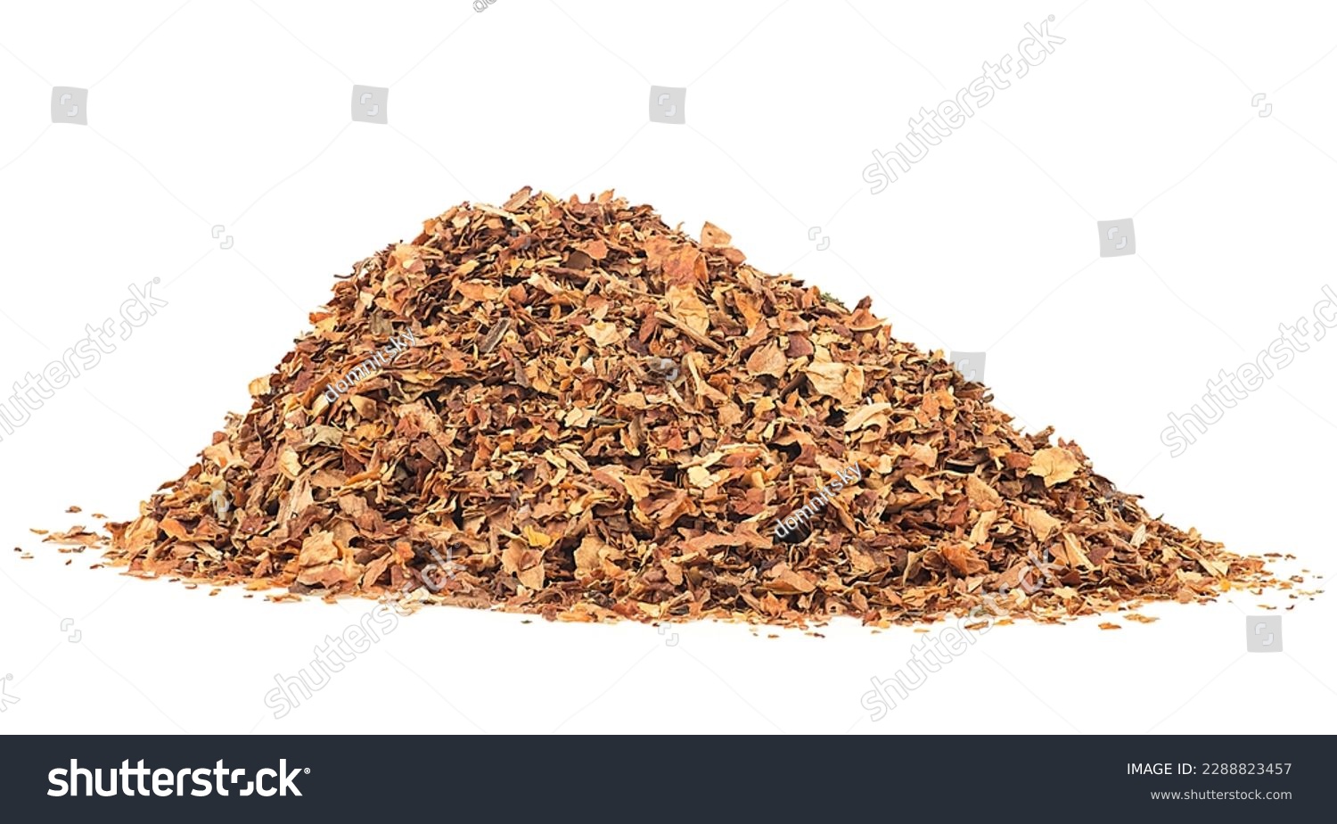 Dried smoking tobacco pile isolated on a white background #2288823457