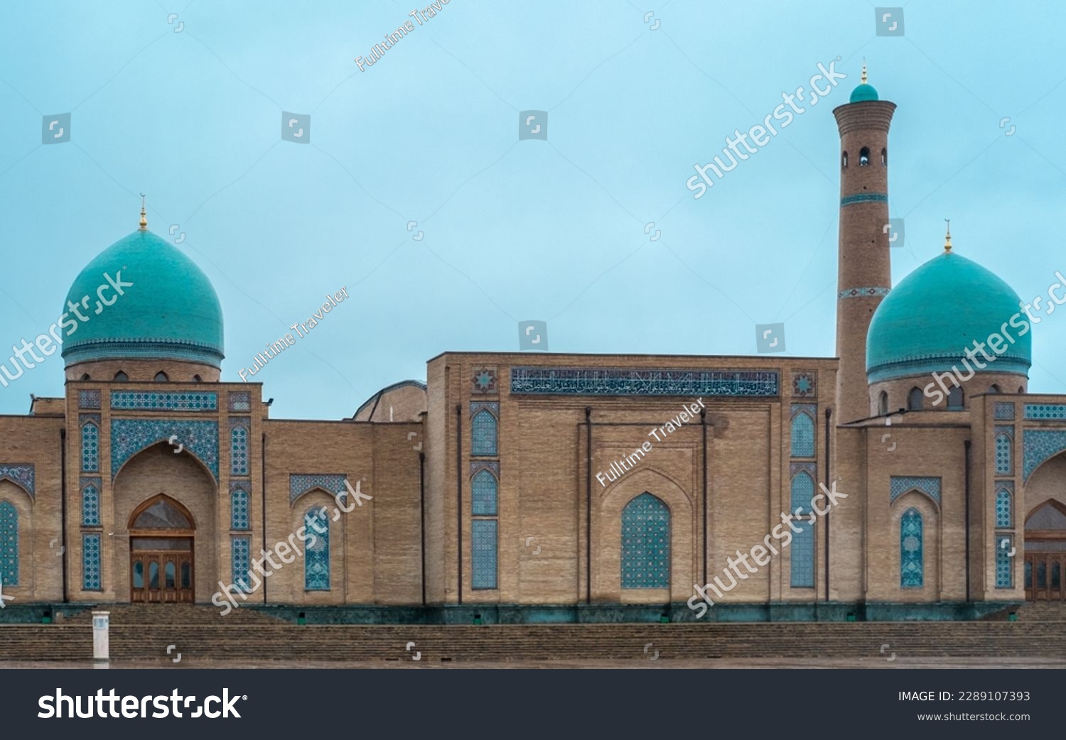 Beautiful Uzbekistan Tashkent classic mosaic photo, view of Barak Khan Madrasah, Hast Imam Square (Hazrati Imam) is a religious center of Tashkent. #2289107393