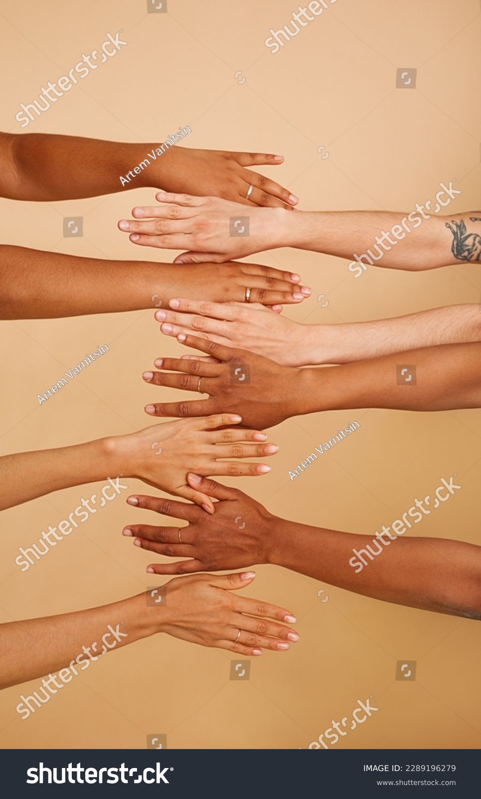 Hands of unrecognizable women with different skin colors #2289196279
