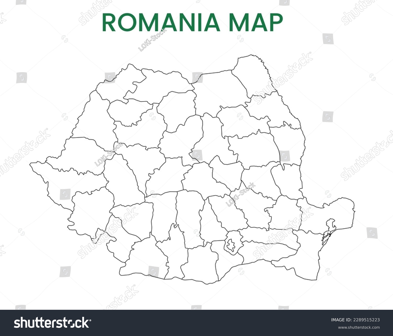 High detailed map of Romania. Outline map of - Royalty Free Stock ...