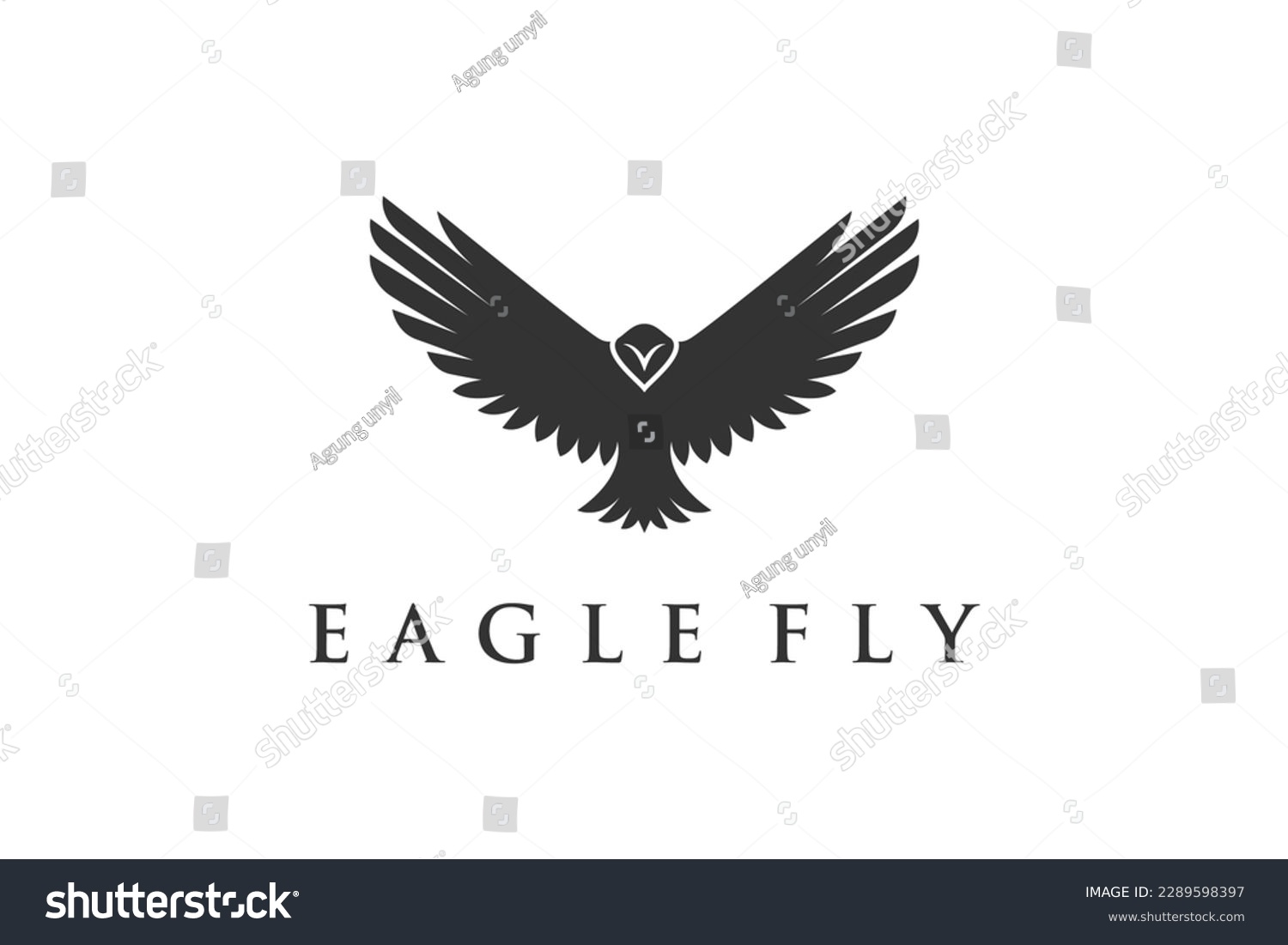 silhouette flying eagle logo illustration, - Royalty Free Stock Vector ...