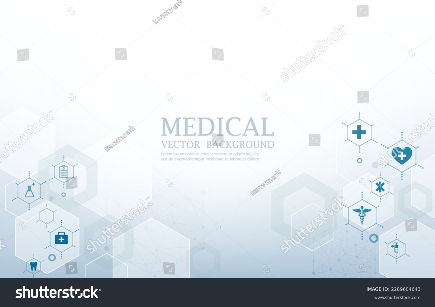 Vector white medical background.geometric hexagons shape.futuristic.medical icons. #2289604643