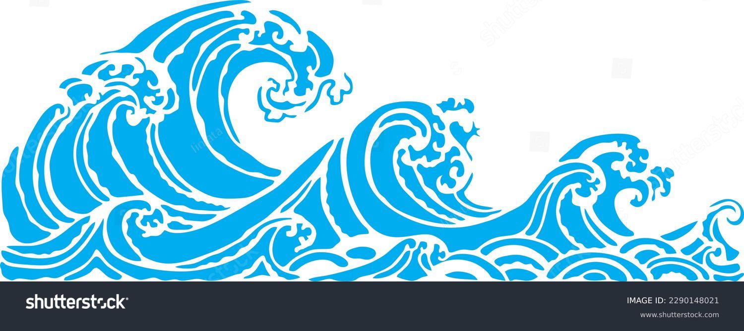 Waves pattern. Classic japanese waves in vector design, color can change. easily adjustable vector for posters aand prints #2290148021