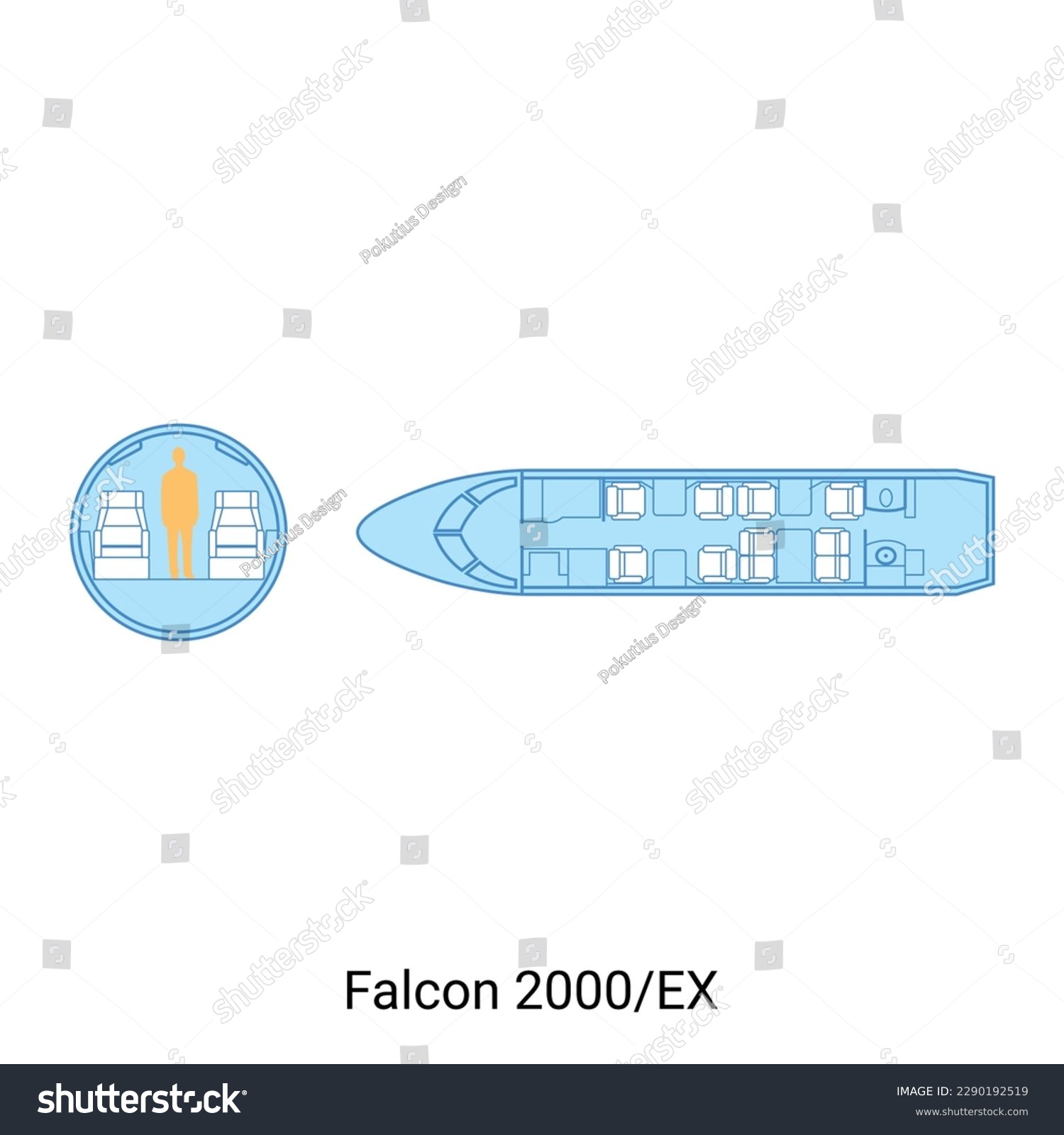 Falcon 2000-EX airplane scheme. Civil Aircraft - Royalty Free Stock ...