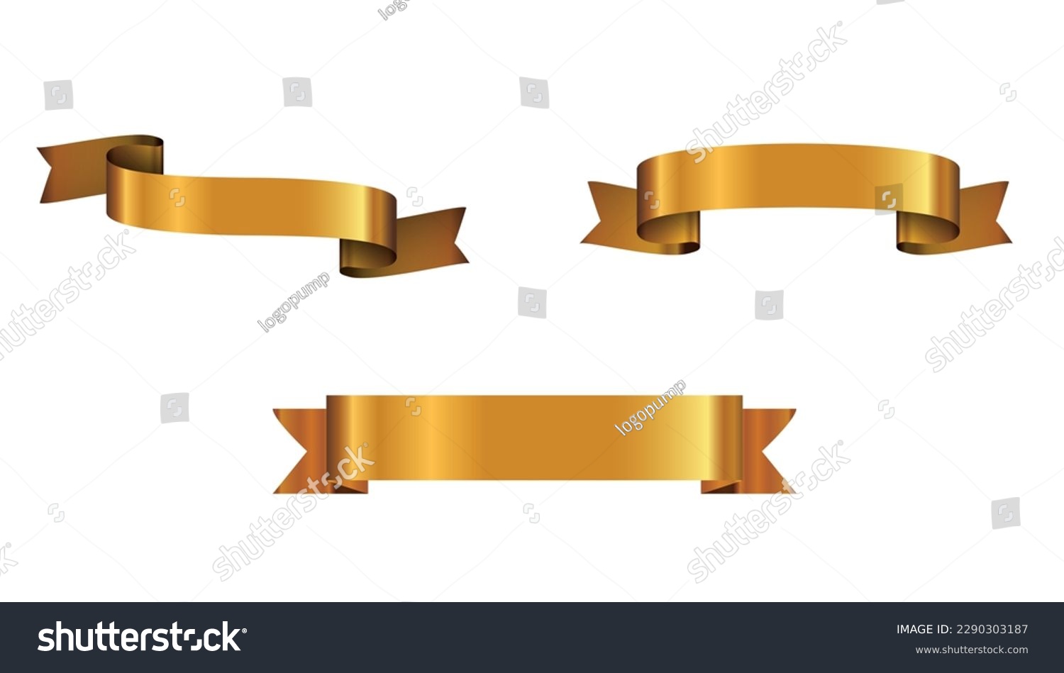 Golden ribbon set. Gold color #2290303187