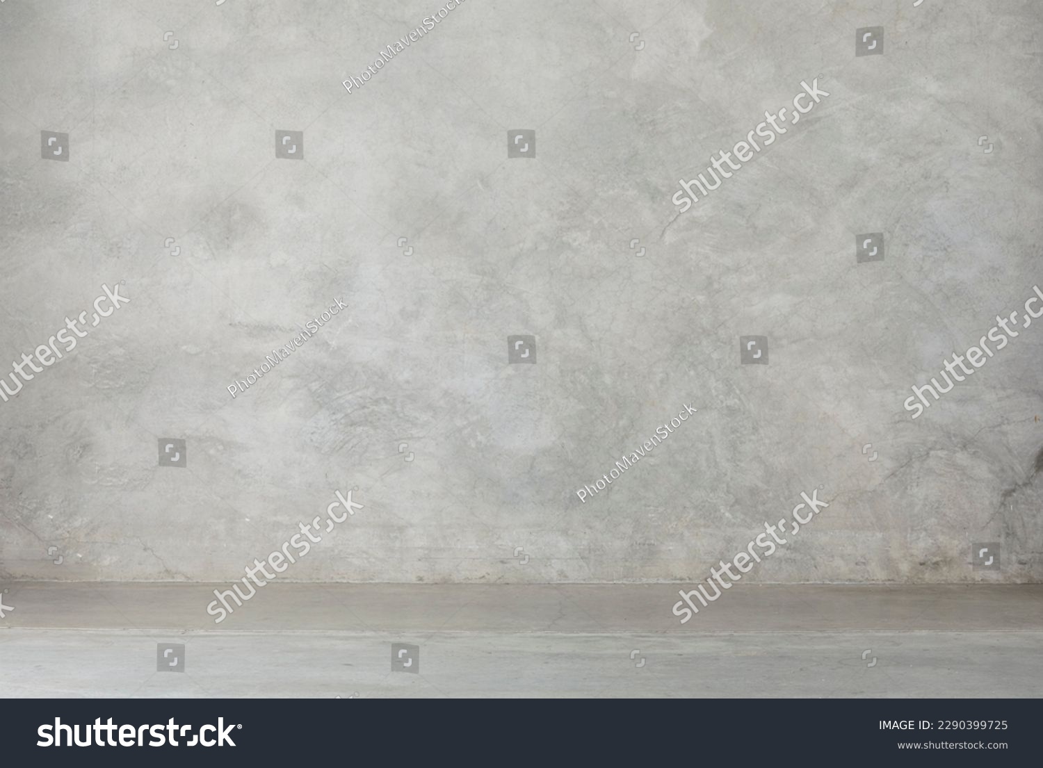 A concrete floor and wall for mock ups and artwork. #2290399725