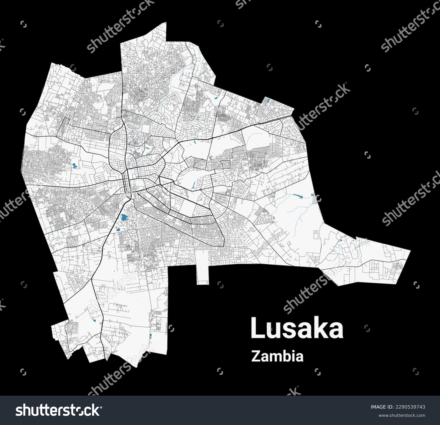 Lusaka map. Detailed map of Lusaka city - Royalty Free Stock Vector ...