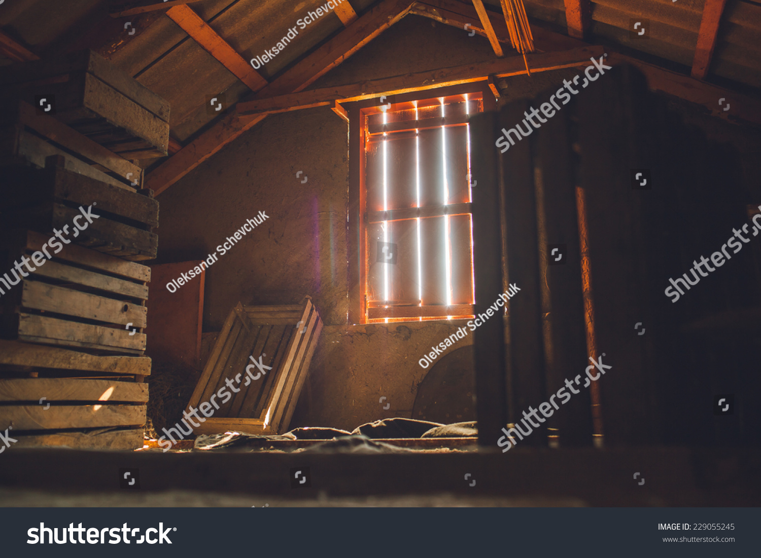 old attic of a house, hidden secrets #229055245