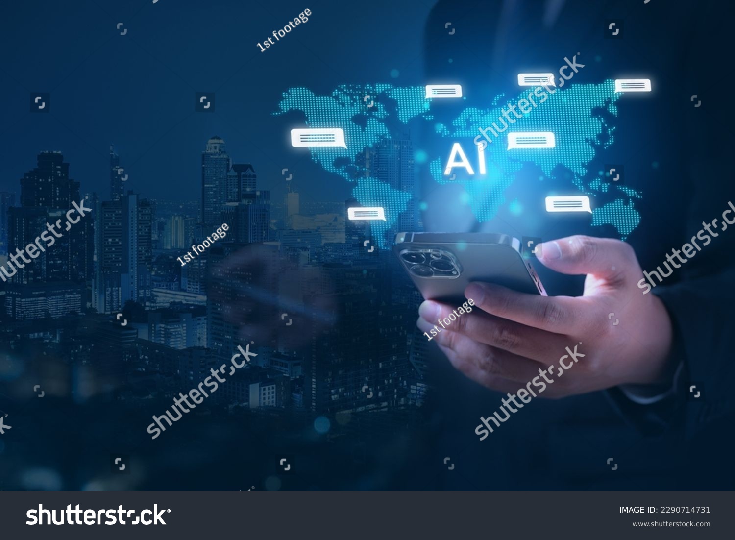 AI Chat Artificial Intelligence, AI language model, Technology Innovation, Brain representing artificial intelligence, Digital transformation concept, Human and technology #2290714731
