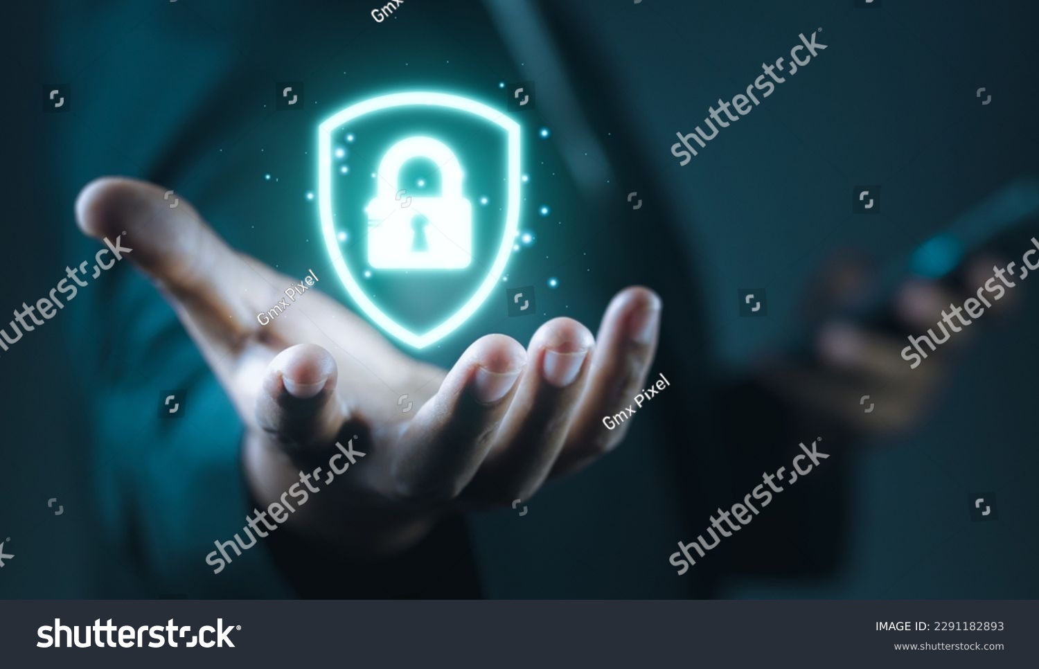 Cyber security network. Businessman holding Padlock shield icon and internet technology networking and protecting data personal information. privacy security. Data protection privacy concept. GDPR. EU #2291182893