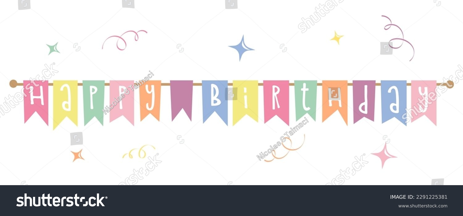 happy birthday, vector image of confetti flags - Royalty Free Stock ...