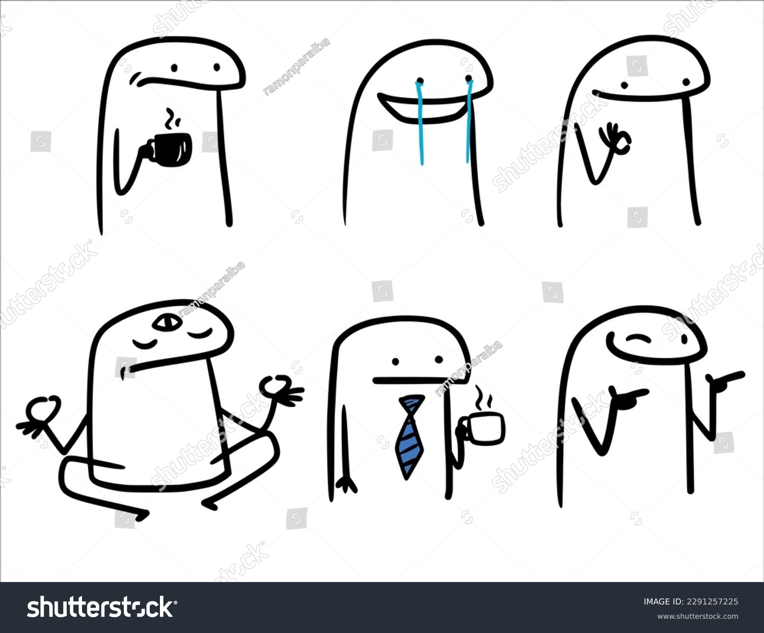 Internet meme flork in various poses. Separate - Royalty Free Stock ...