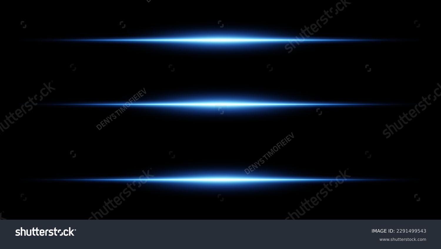 Blue neon stripes or light flash. Laser beams, horizontal beams. Beautiful light reflections. Glowing stripes on a black background. #2291499543
