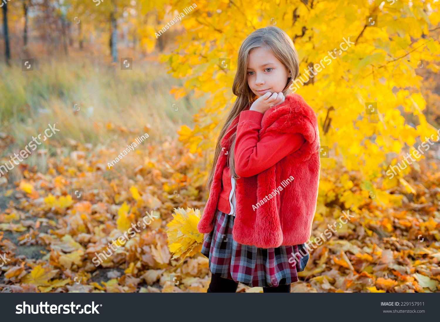 Girl and autumn landscape #229157911