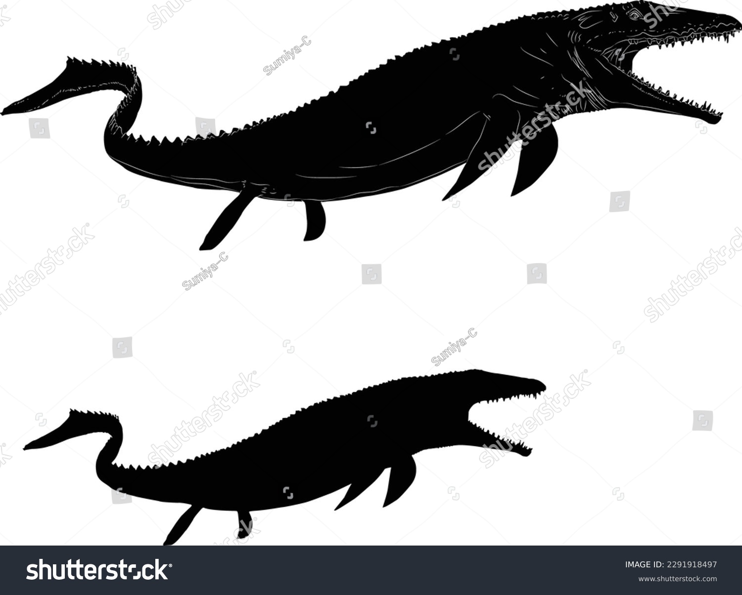 Mosasaurus, water dinosaur Silhouette Vector Art - Royalty Free Stock ...