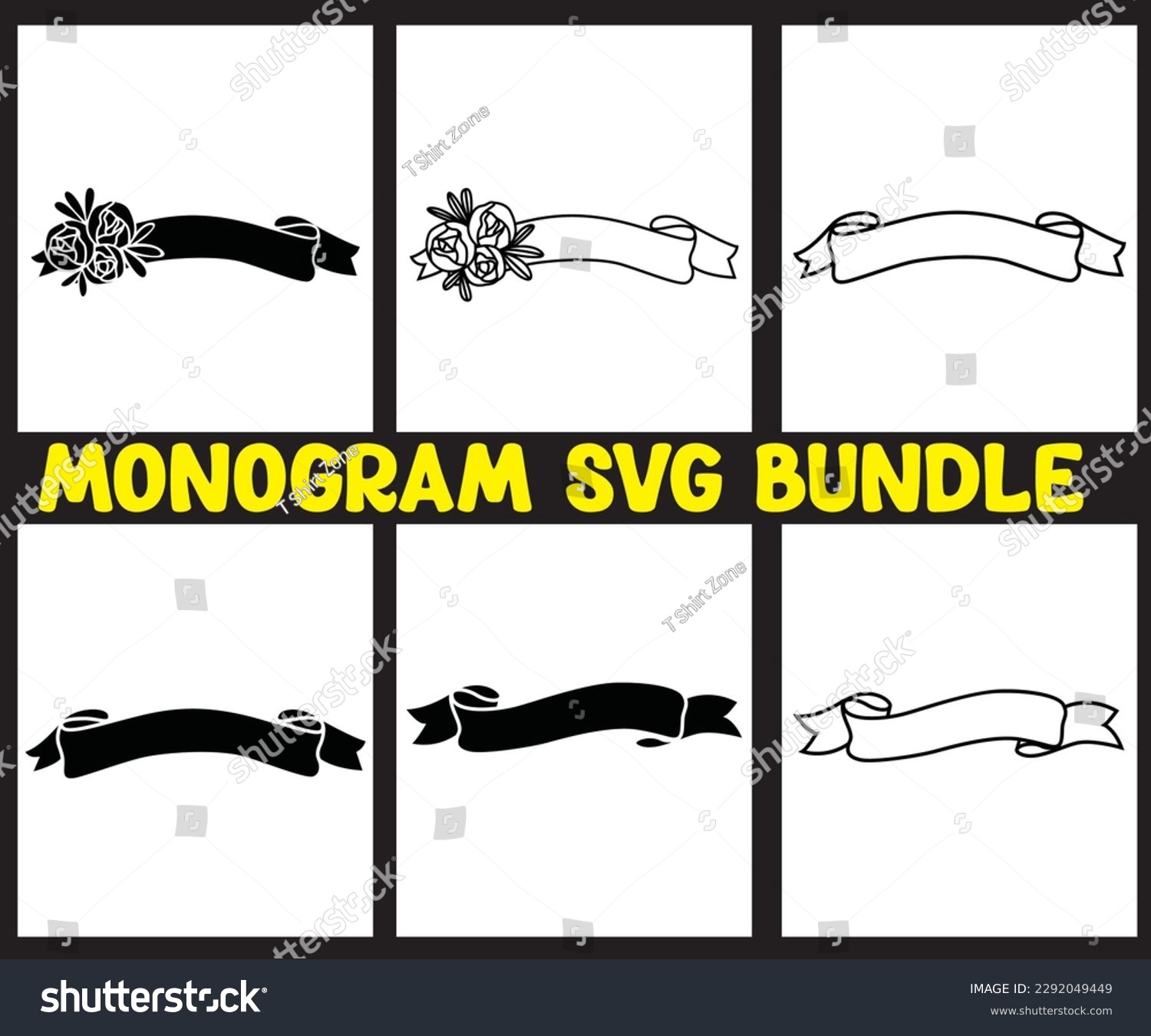 Monogram Ribbon Svg Bundle Design - Royalty Free Stock Vector ...